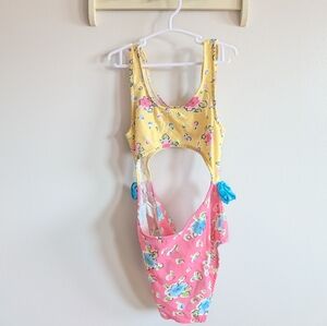 Vintage OshKosh B'gosh Yellow and Pink Kids Swim One Piece